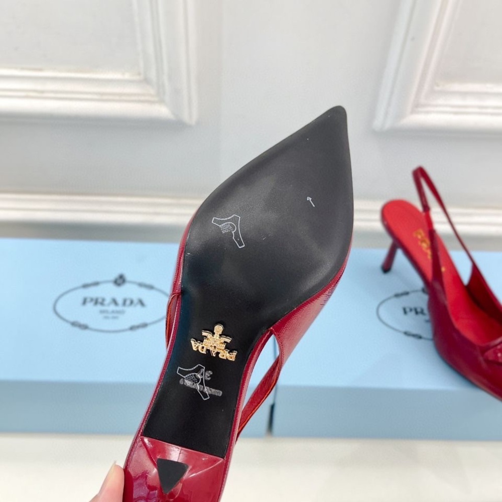 Prada Women's Burgundy Slingback Heels - Picture 3 of 5